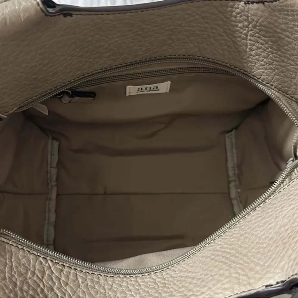 a.n.a. Taupe Faux Leather Satchel with Crossbody Strap